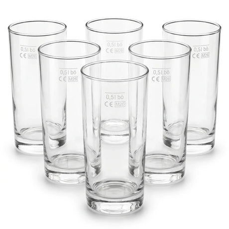 Tradition trifft Stil: 6 klassische Weinstangen aus klarem Glas à 0,5 Liter