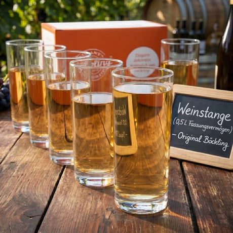6 Schoppengläser bzw. Weinstangen aus Glas – klassisch, klar, pfälzisch