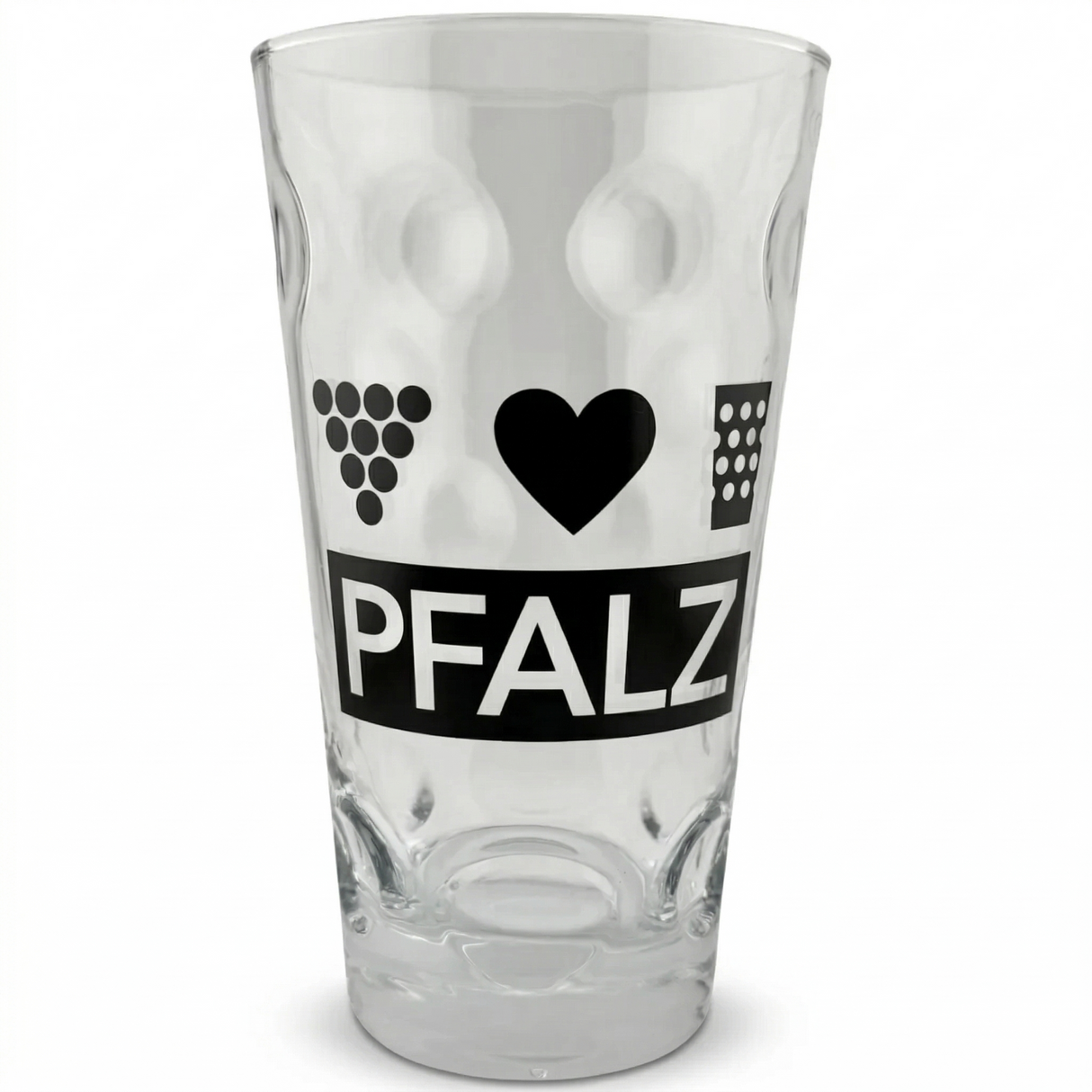 Pfalz Dubbeglas 0,5 L mit Weintrauben & Herz
