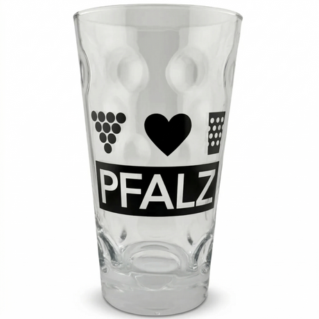 Pfalz Dubbeglas 0,5 L mit Weintrauben & Herz