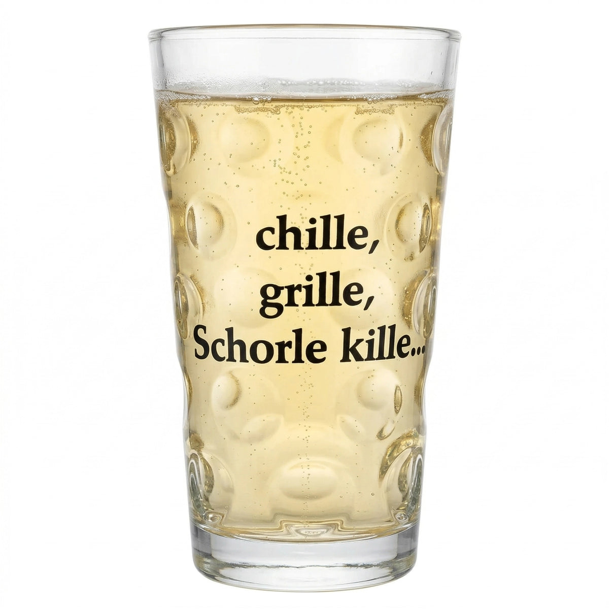 Chille, Grille, Schorle kille... Dubbeglas  0,5 L - mit einer Pfälzer RIeslingschorle