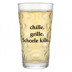 Chille, Grille, Schorle kille... Dubbeglas  0,5 L - mit einer Pfälzer RIeslingschorle