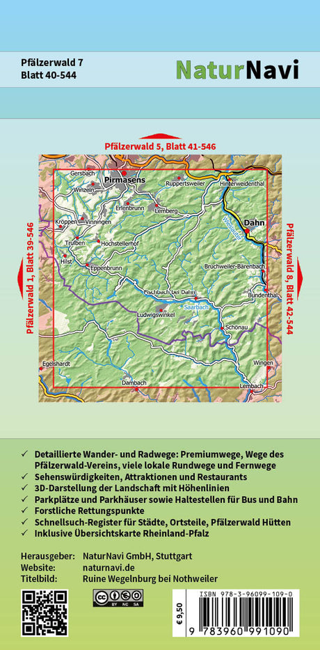 Pfälzerwald Wanderkarte Blatt 7 - Dahn, Rückseite