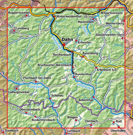 Dahner Felsenland - Pfälzerwald Wanderkarte 1:25.000, Ausschnitt