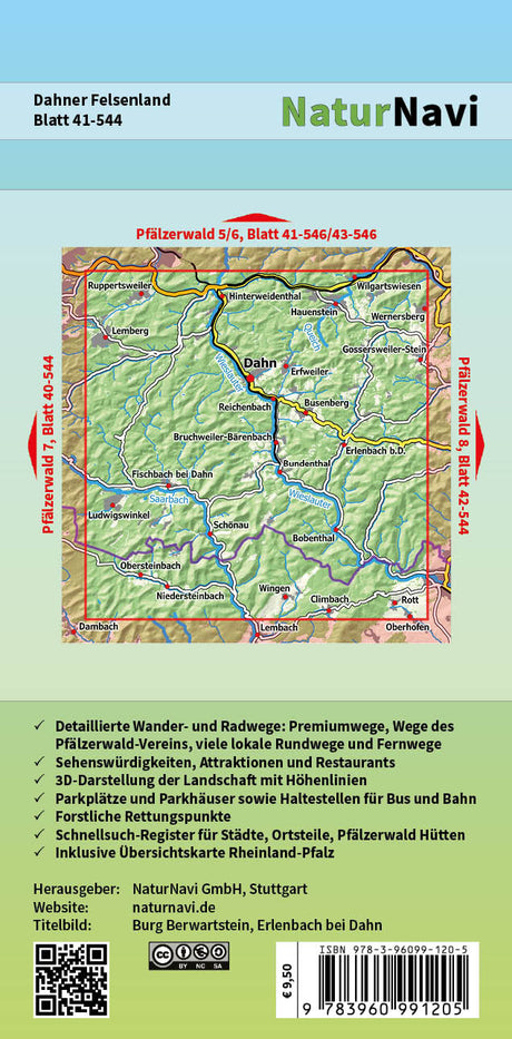 Dahner Felsenland - Pfälzerwald Wanderkarte 1:25.000, Rückseite