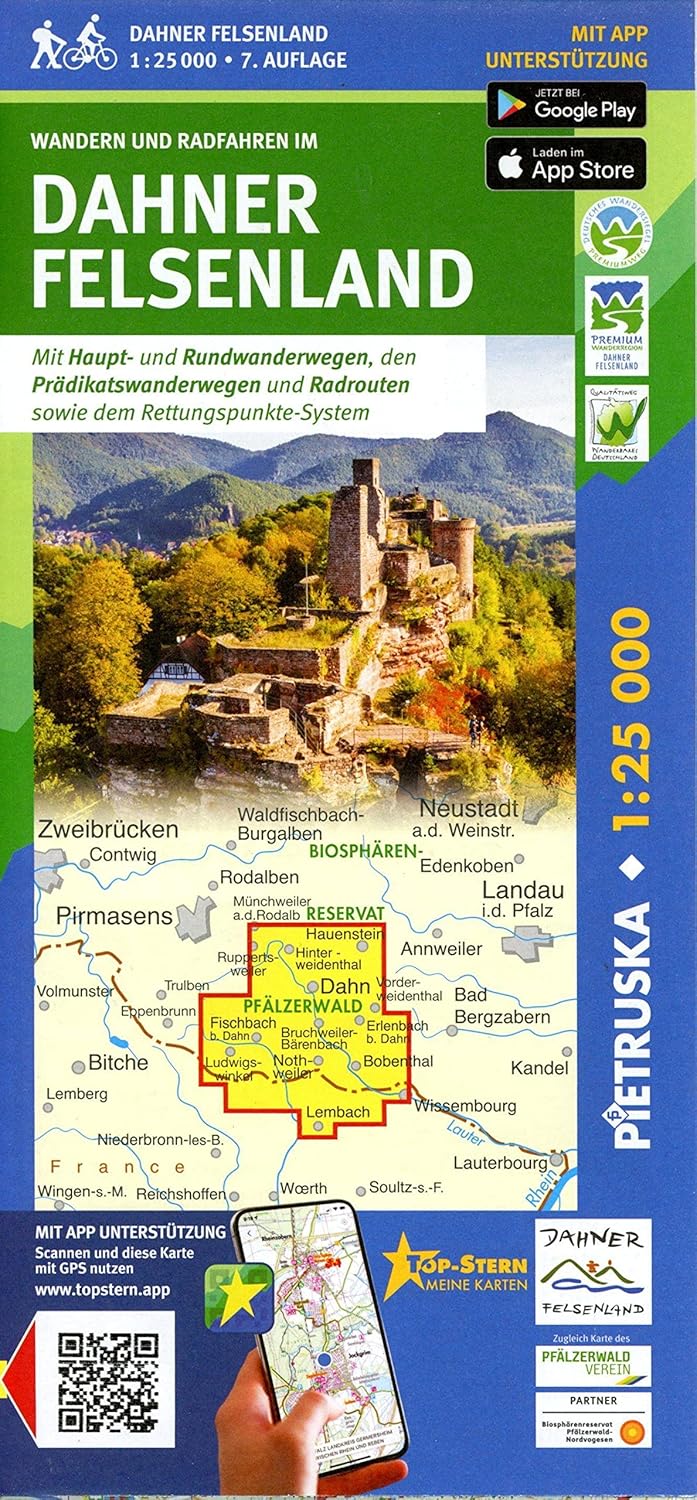 Dahner Felsenland Wanderkarte 1:25.000 - mit App