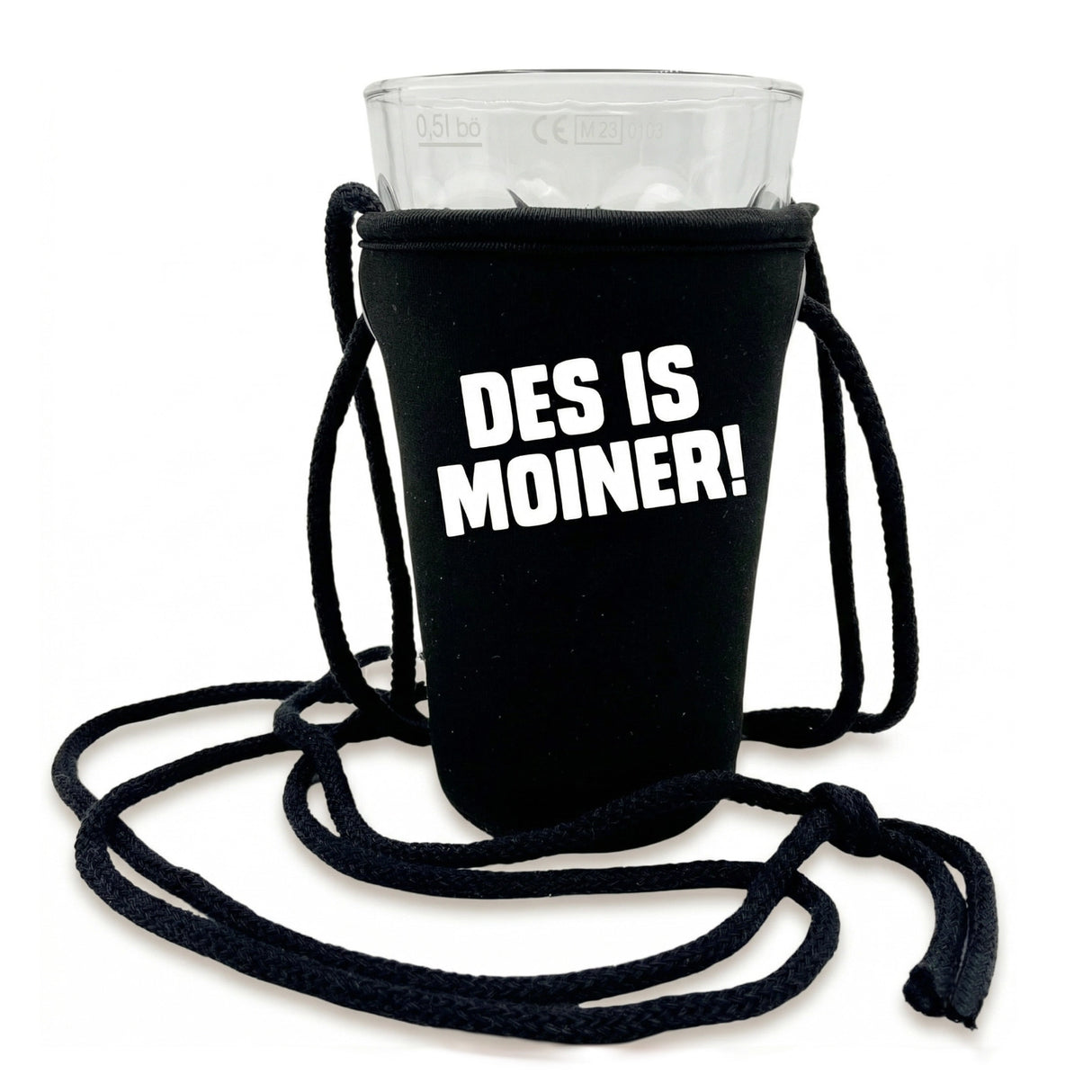 DES IS MOINER! Dubbeglashalter - schwarz