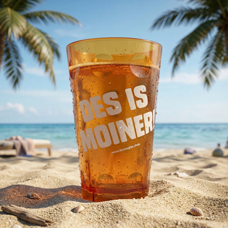 Das Plastik Dubbeglas ist ideal für Ausflüge an den Strand, Meer und Urlaub.