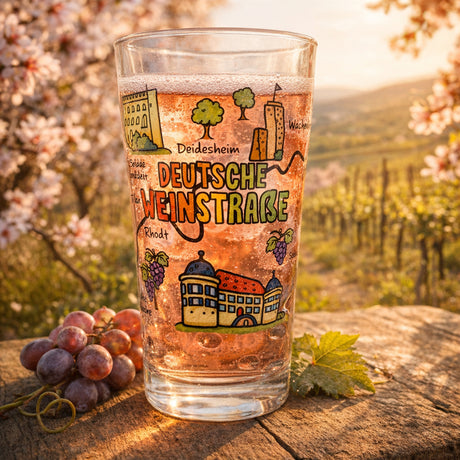 Deutsche Weinstraße Dubbeglas 0,5 L - bunt bedruckt, Mandelblütenfest in Gimmeldingen