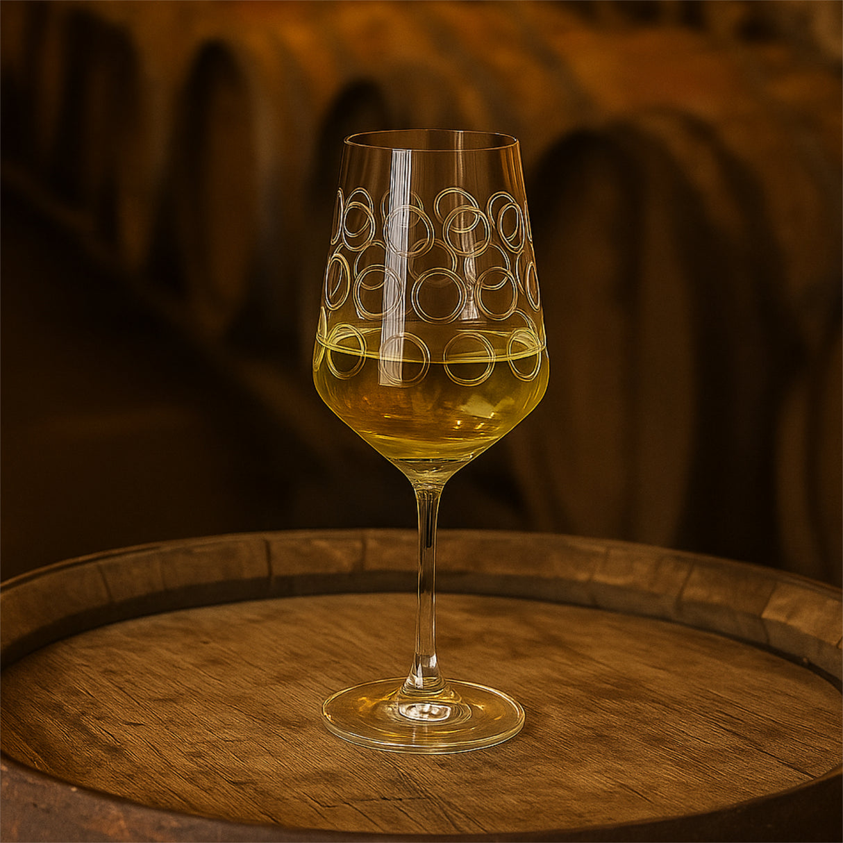 Dubbeglas als Weinglas - mit aufgedruckten Dubbe und Weißwein