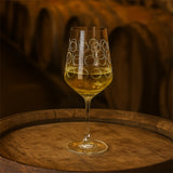 Dubbeglas als Weinglas - mit aufgedruckten Dubbe und Weißwein