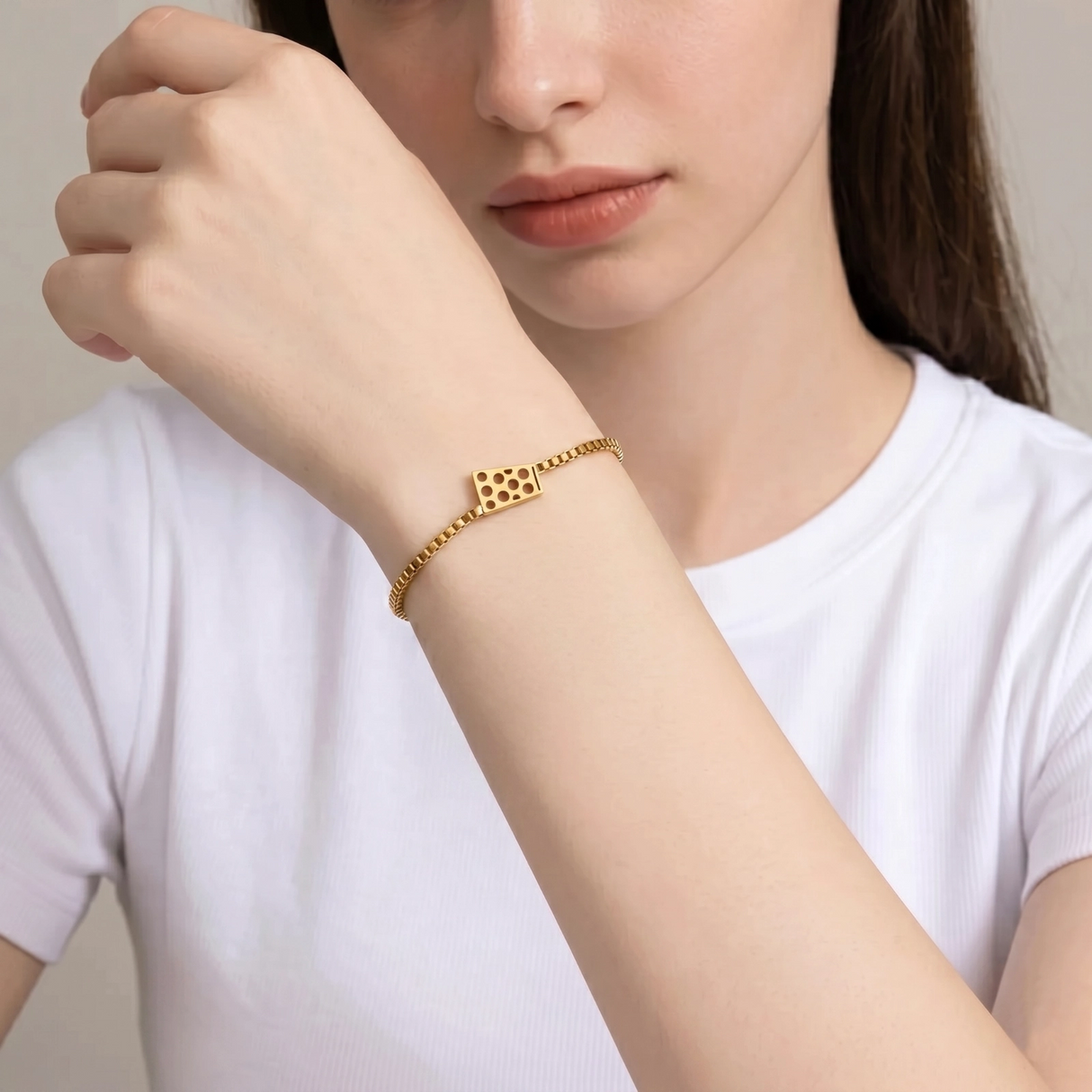 Dubbeglas Armband - Edelstahl, Gold