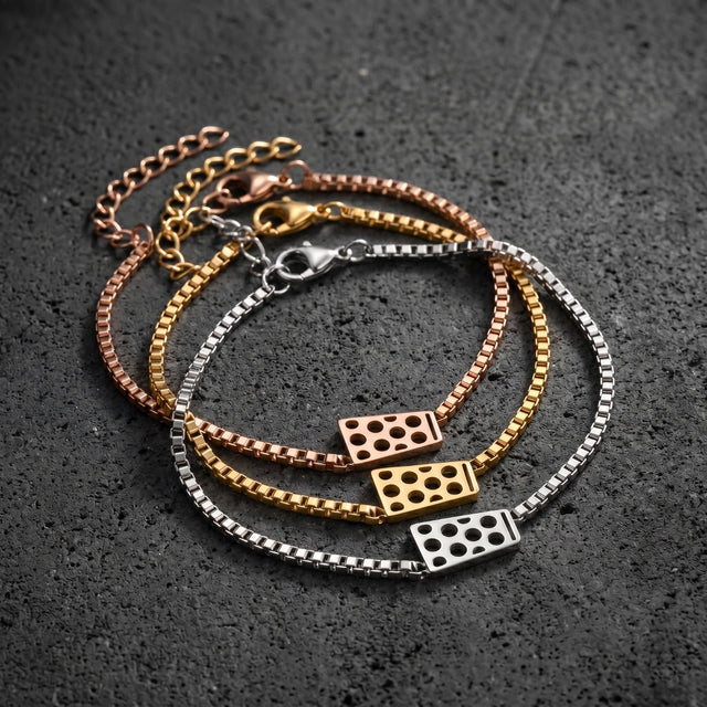 Dubbeglas Armband - Edelstahl, in 3 verschiedenen Farben