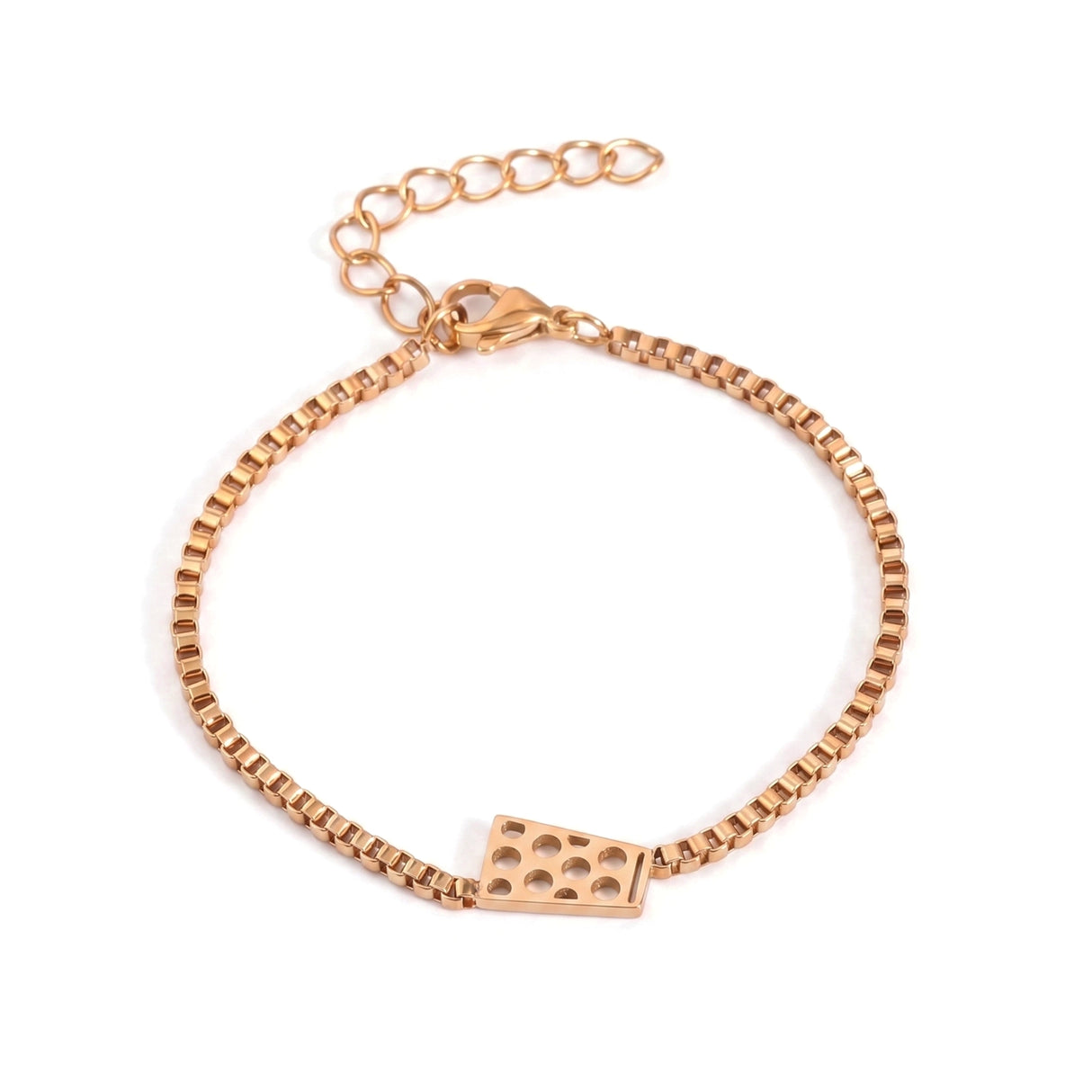 Dubbeglas Armband - Edelstahl, Roségold