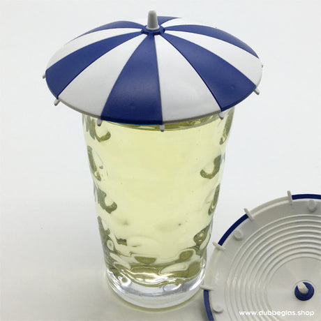 Dubbeglas Deckel - Sonnenschirm, blau und weiß