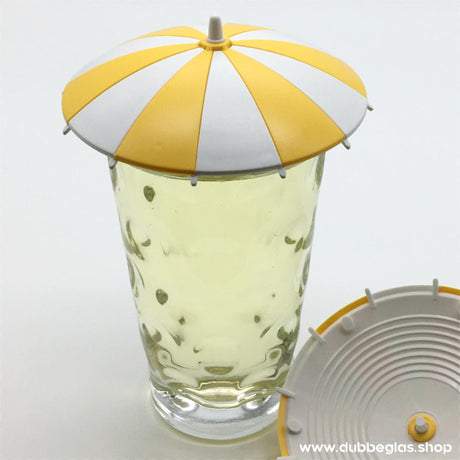 Dubbeglas Deckel - Sonnenschirm, gelb und weiß