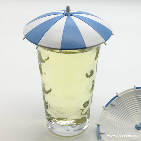 Dubbeglas Deckel - Sonnenschirm, hellblau und weiß