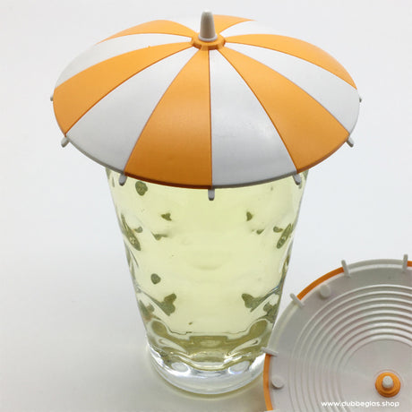 Dubbeglas Deckel - Sonnenschirm, orange und weiß