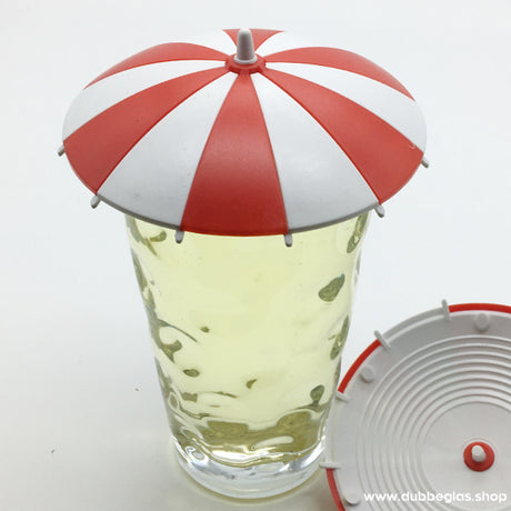 Dubbeglas Deckel - Sonnenschirm, rot und weiß