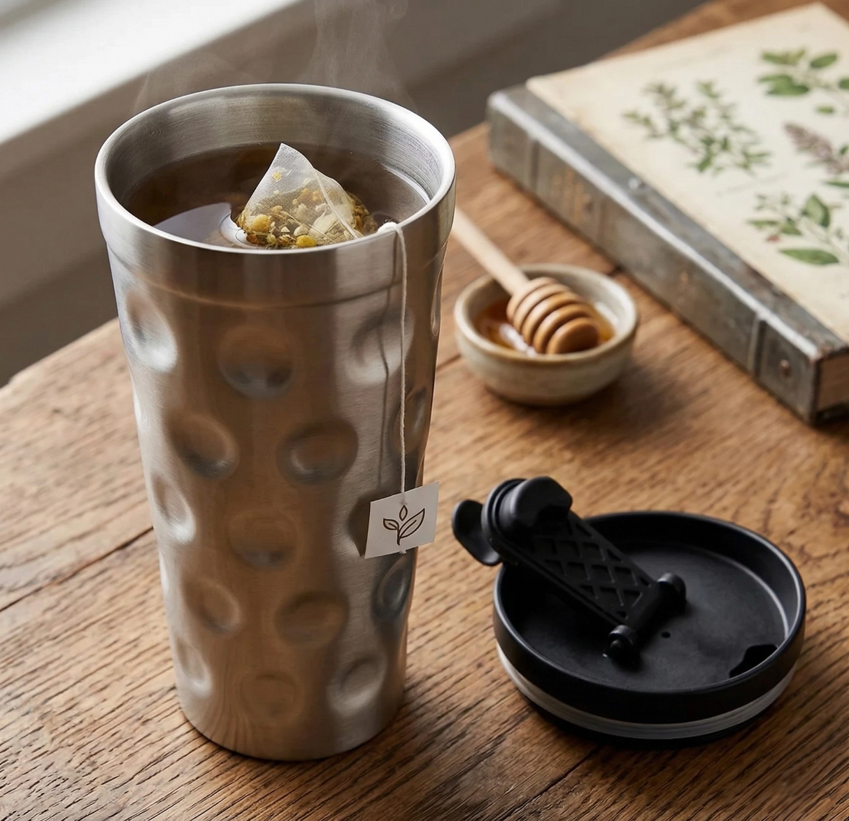 Mit dem Dubbe Thermobecher bleibt auch der Tee länger heiß.