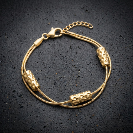 Dubbeglas Armband - Edelstahl, Gold