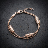 Dubbeglas Armband - Edelstahl, Roségold