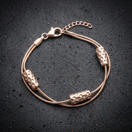 Dubbeglas Armband - Edelstahl, Roségold