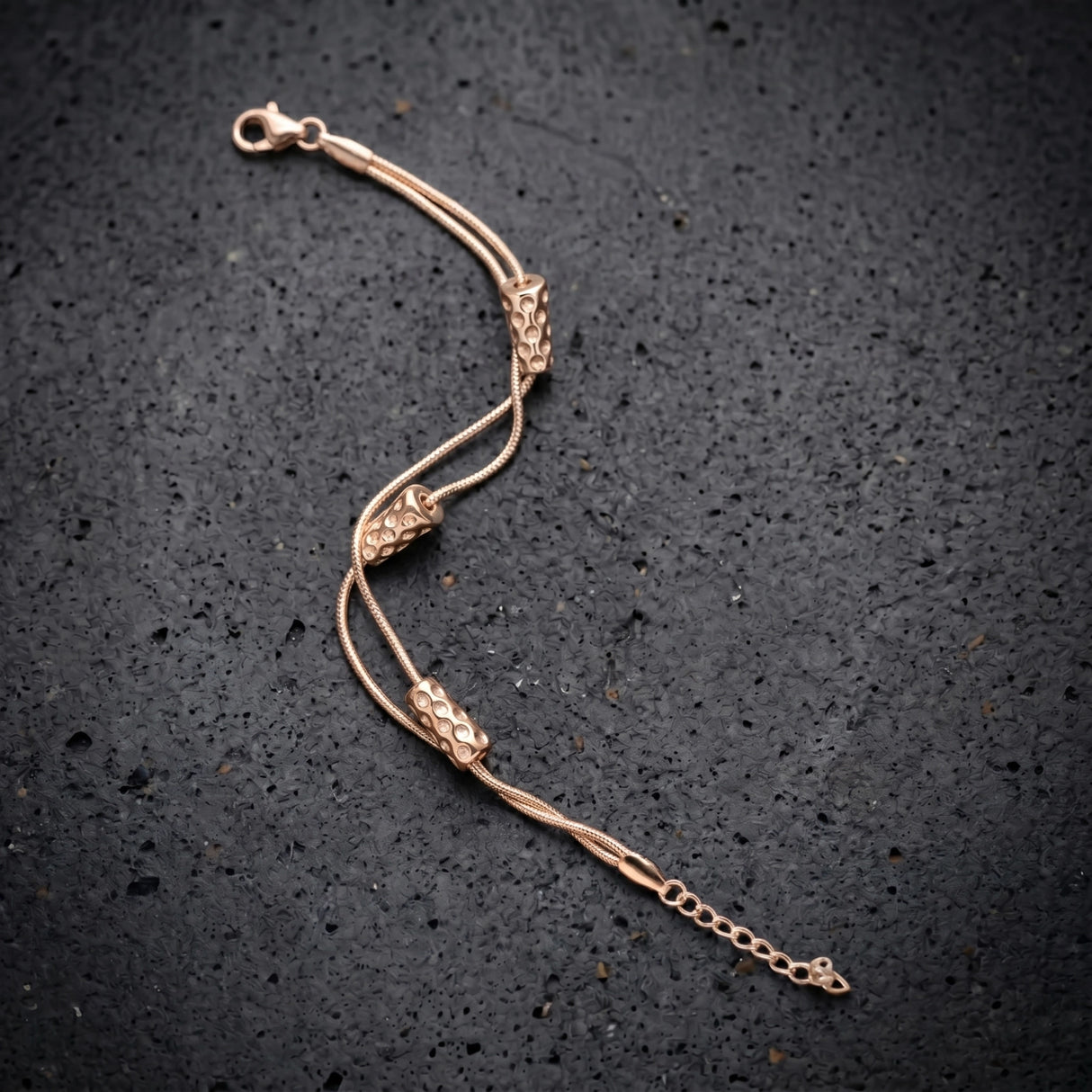 Dubbeglas Armband - Edelstahl, Roségold