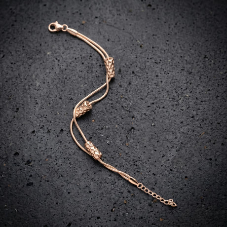 Dubbeglas Armband - Edelstahl, Roségold