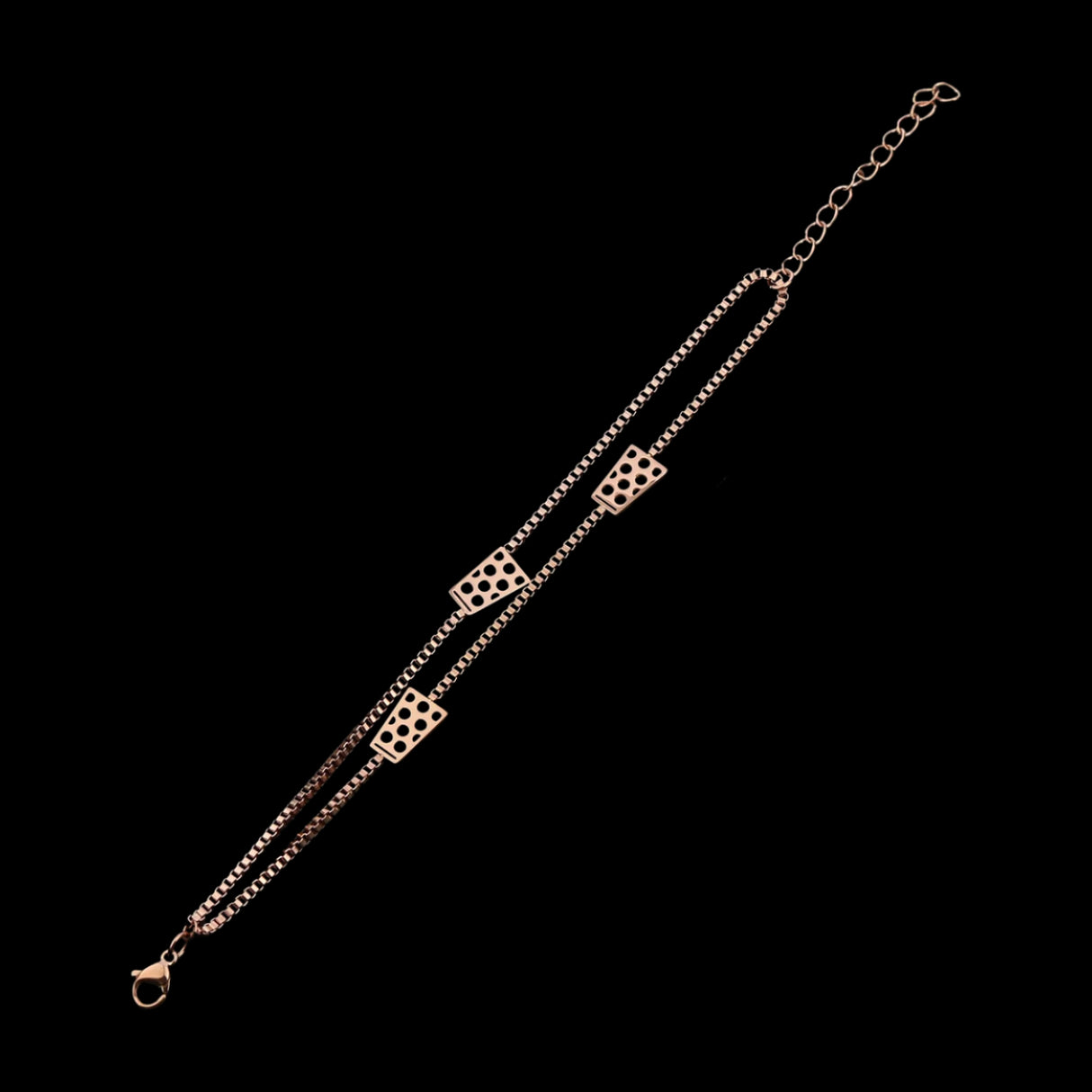 Dubbeglas Armband - Edelstahl, Roségold