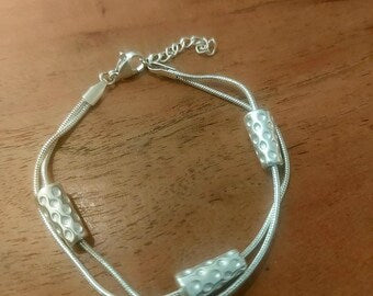 Dubbeglas Armband - Edelstahl, Silber