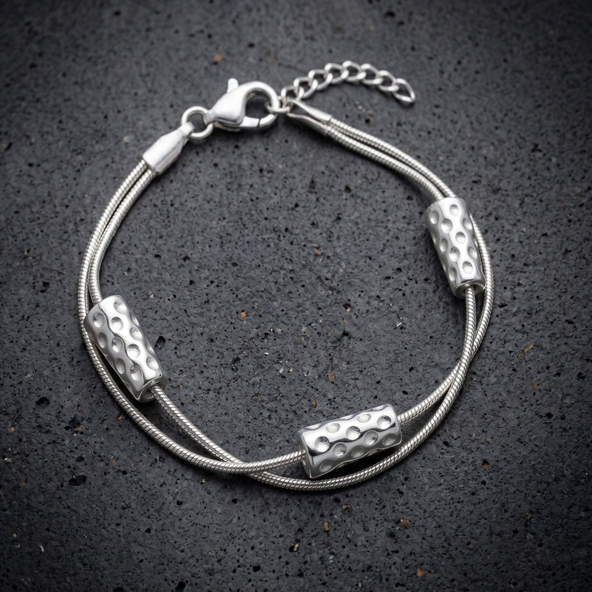 Dubbeglas Armband - Edelstahl, Silber