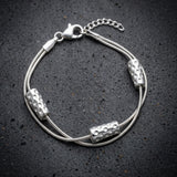 Dubbeglas Armband - Edelstahl, Silber