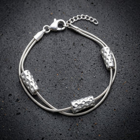 Dubbeglas Armband - Edelstahl, Silber