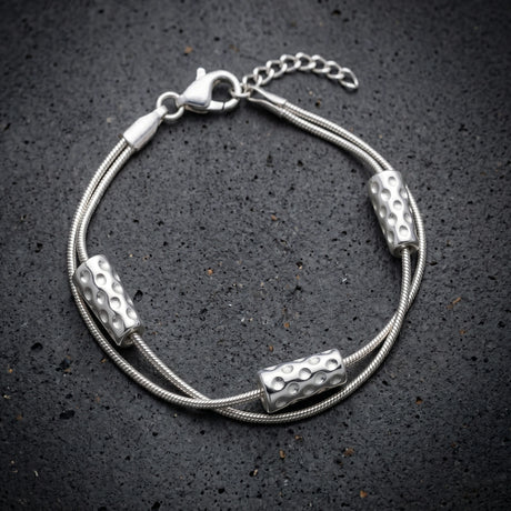 Dubbeglas Armband - Edelstahl, Silber
