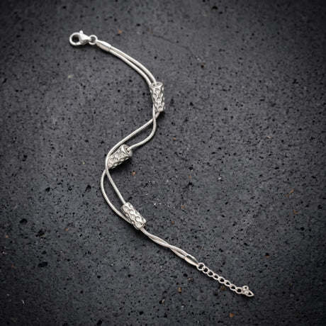 Dubbeglas Armband - Edelstahl, Silber
