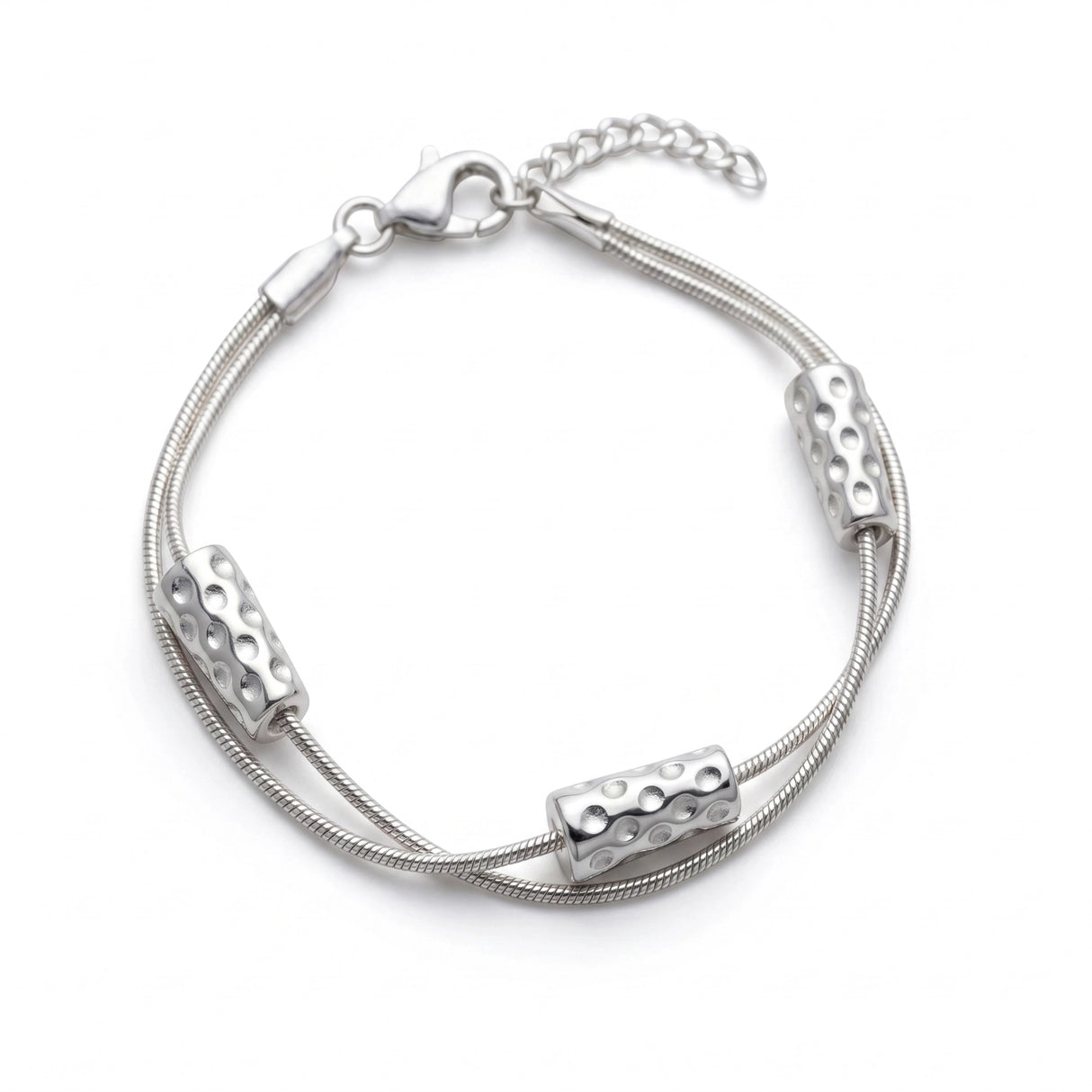 Dubbeglas Armband - Edelstahl