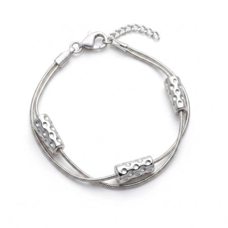 Dubbeglas Armband - Edelstahl