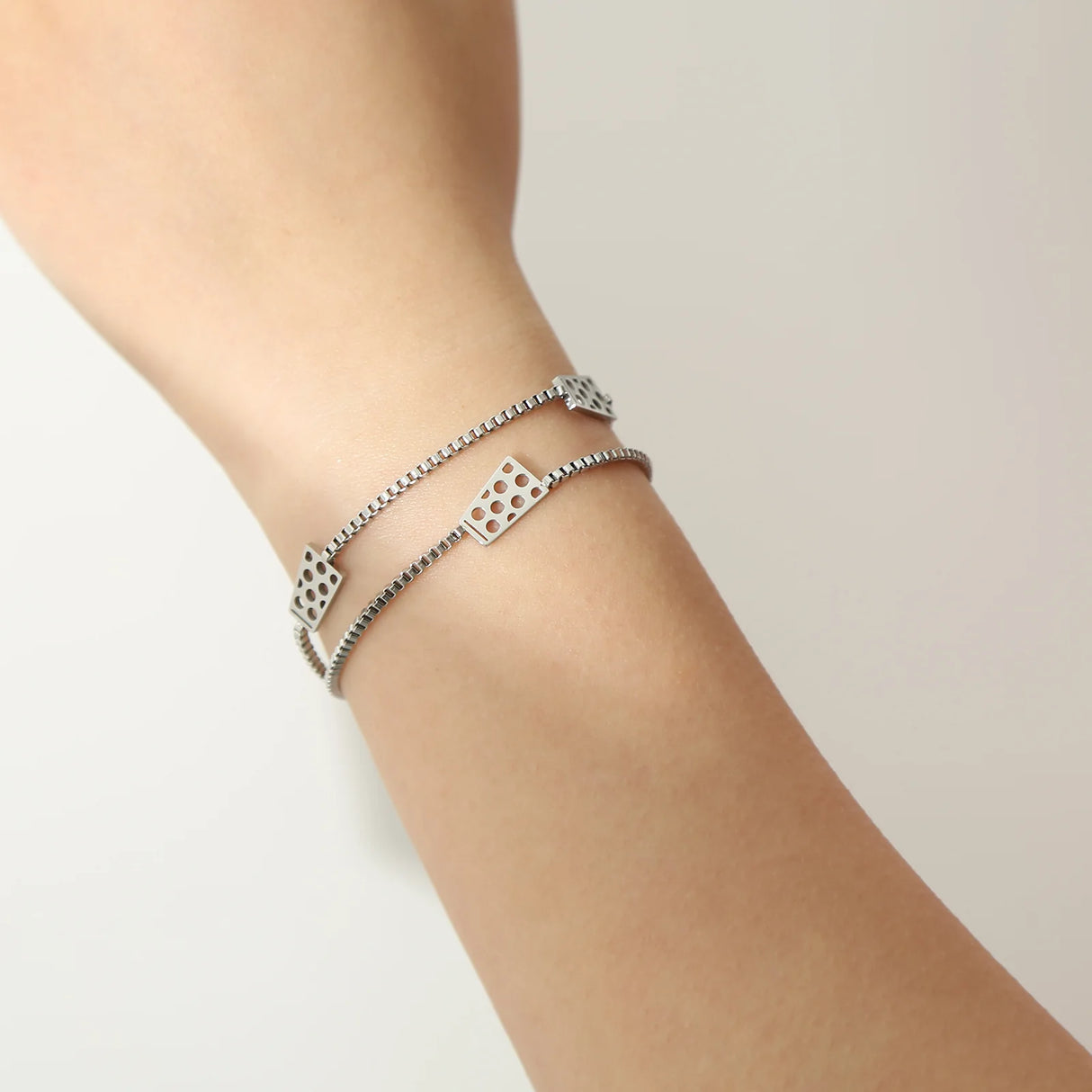 Dubbeglas Armband - Edelstahl, Silber