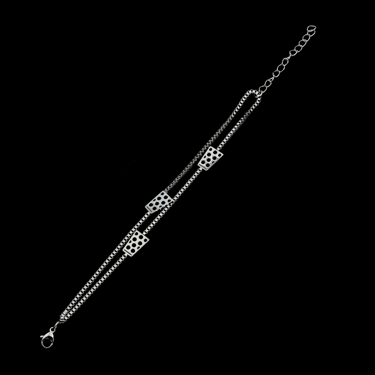 Dubbeglas Armband - Edelstahl, Silber