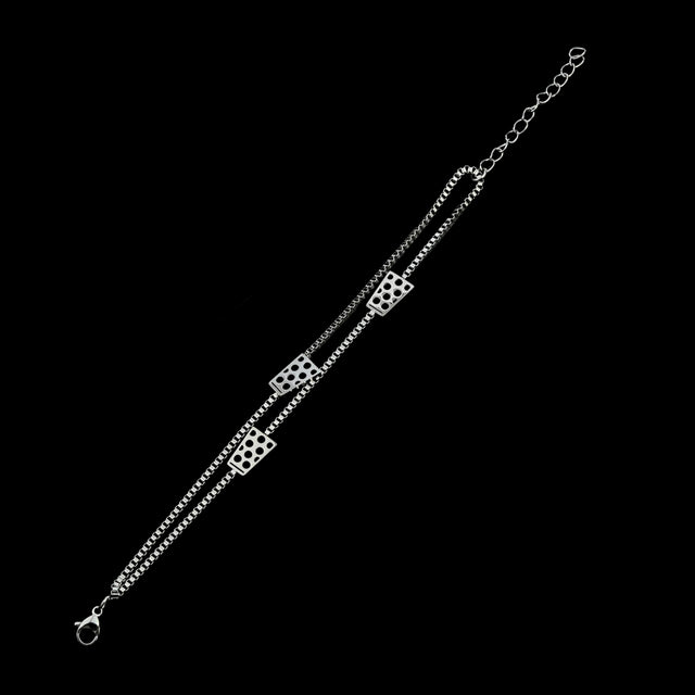 Dubbeglas Armband - Edelstahl, Silber