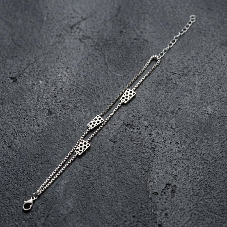 Dubbeglas Armband - Edelstahl, Silber