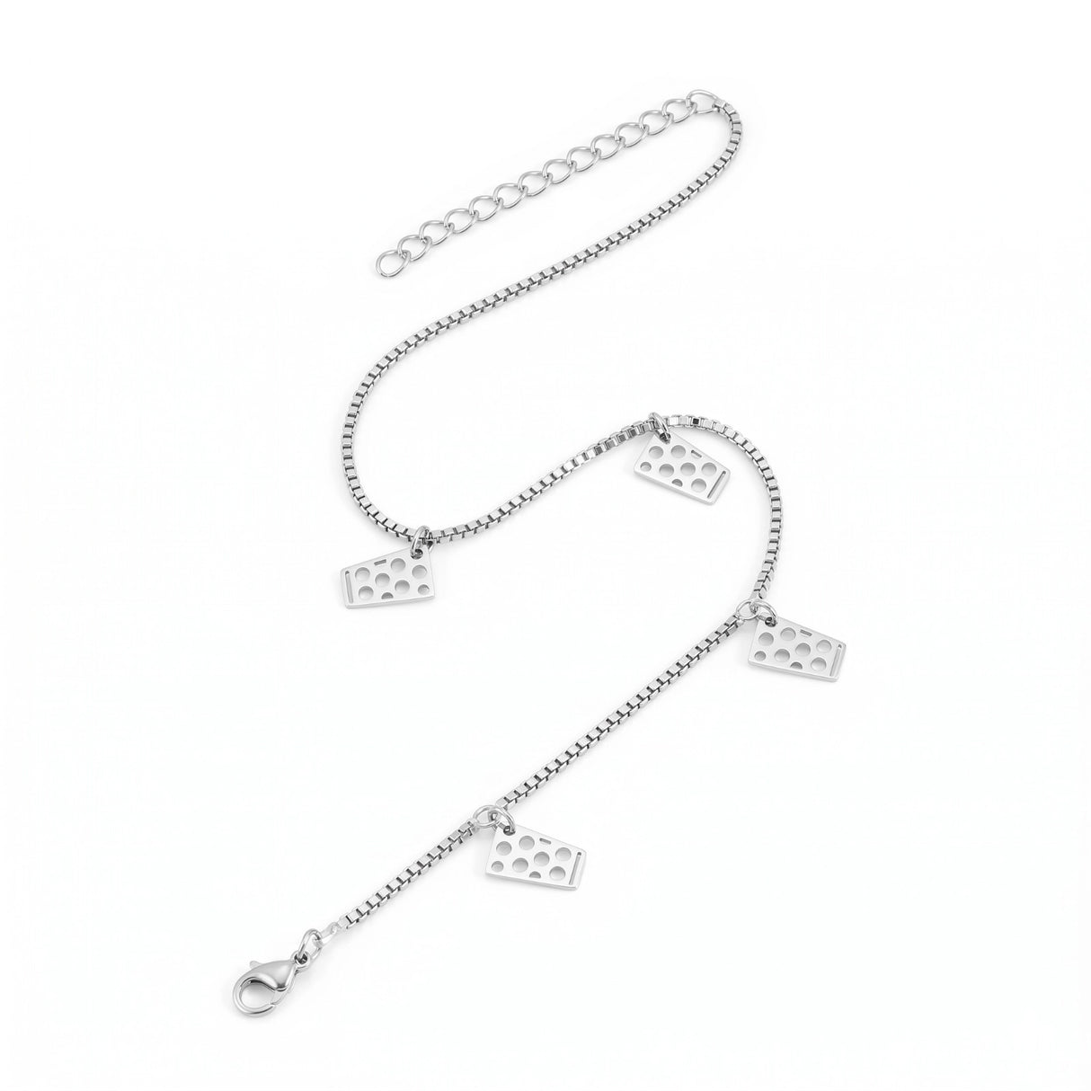 Dubbeglas Fußkette - Edelstahl, Silber