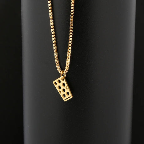 Dubbeglas Halskette - Edelstahl (Anhänger 12 mm) - Gold