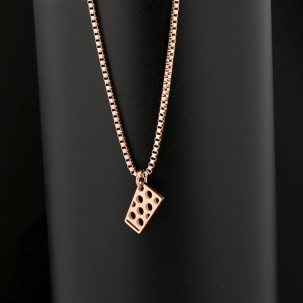 Dubbeglas Halskette - Edelstahl (Anhänger 12 mm) - Rosegold