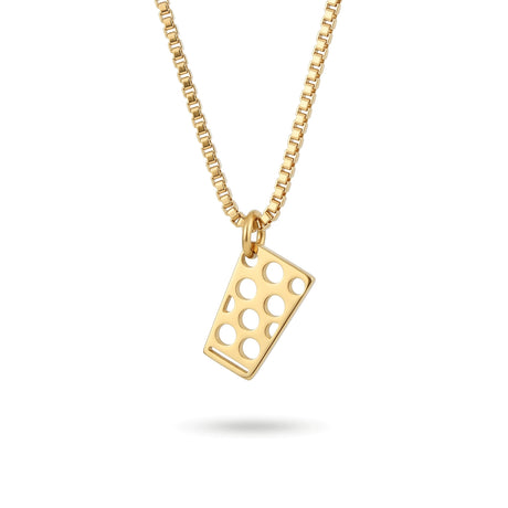 Dubbeglas Halskette - Edelstahl (Anhänger 12 mm) - Gold