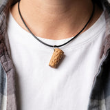 Dubbeglas Kette mit Lederband  - Anhänger aus Eiche