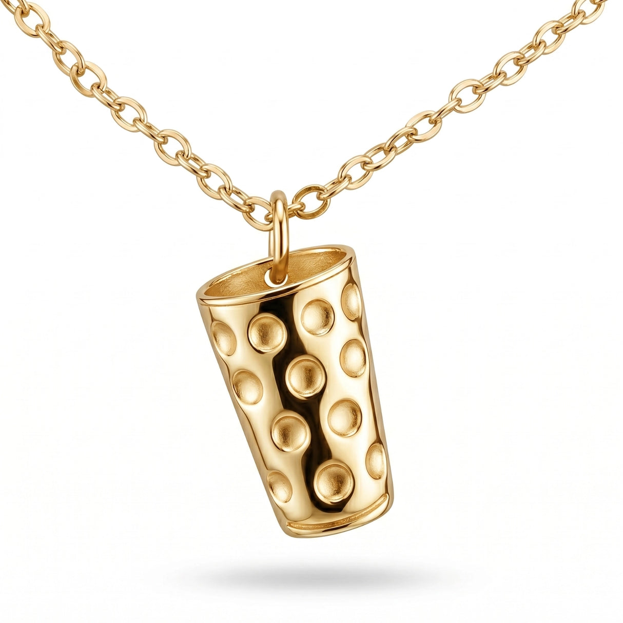 Stilvolle Edelstahl Kette mit Dubbeglas in Gold