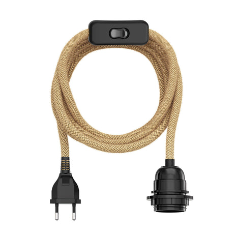 1 x Dubbeglas Lampe E27 mit Stecker & Schalter, 3 m Hanfkabel (Bundle)