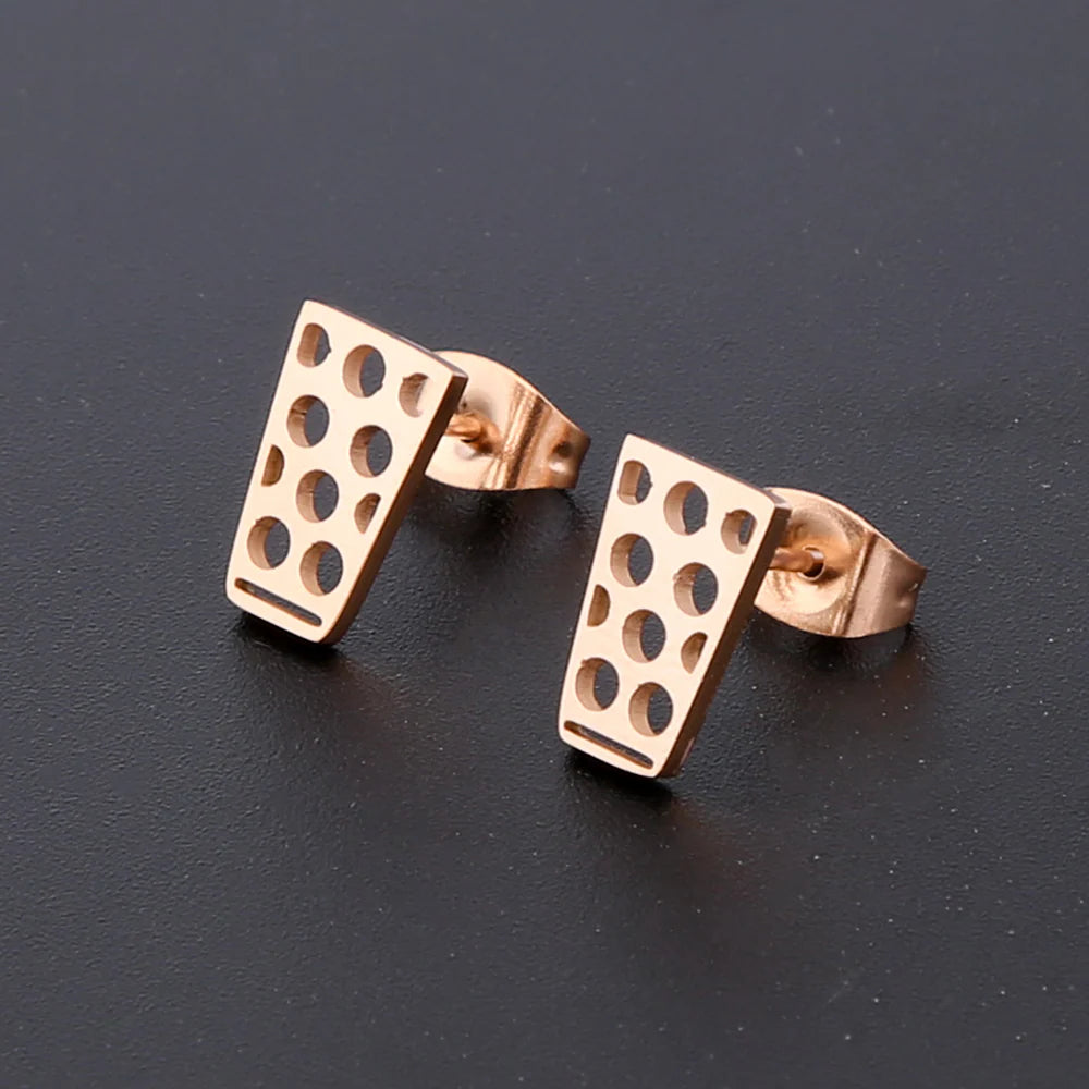 Dubbeglas Ohrringe - Edelstahl (10 mm) - Roségold